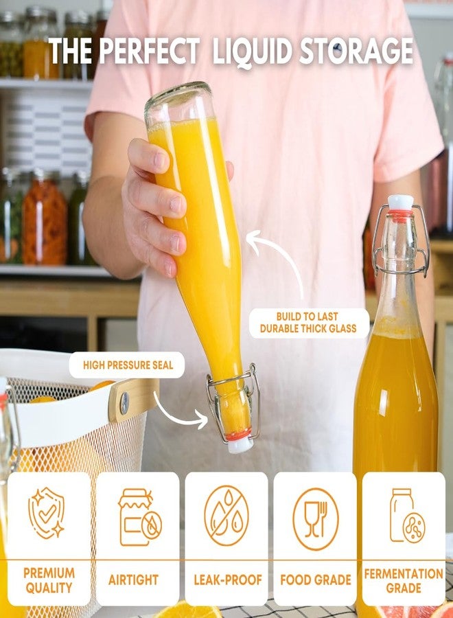 FastRack Swing Top Glass Bottles |16 oz - Pack of 8 | Clear, Flip Top Glass Bottles for Home Brewing, Carbonated Drinks, Kombucha, Fermentation, Water | Food Grade - ECO Friendly - Image 3