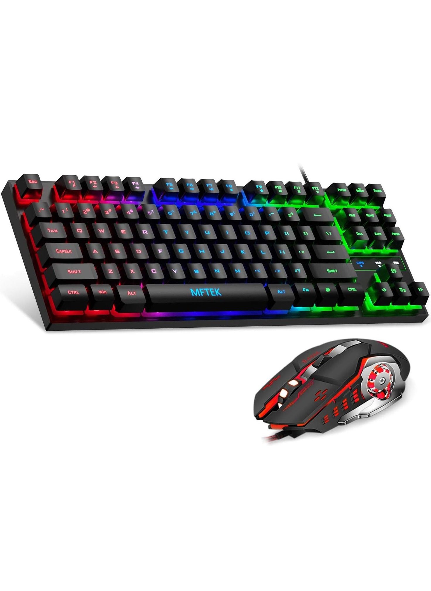 تسوق MFTEK وRGB Rainbow Gaming Keyboard And Mouse Combo, Compact 87 ...