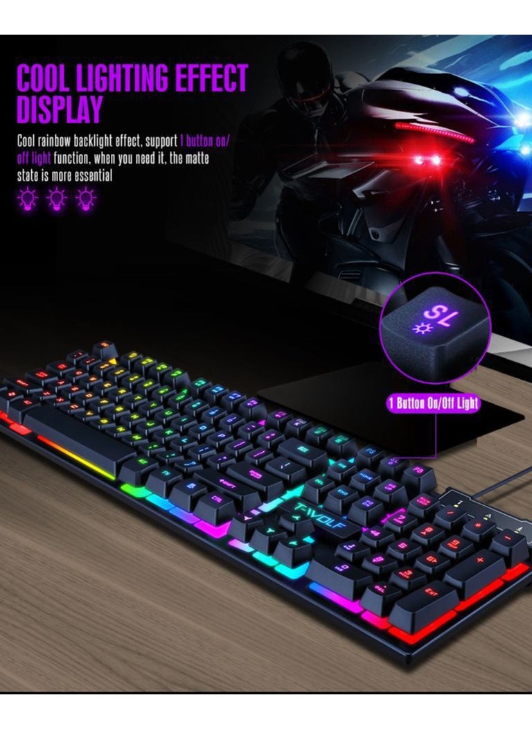 أيسر - لوحة مفاتيح الألعاب الميكانيكية YKB-913 RGB Rainbow - مفتاح وظيفة اختصار FN المركب - - Image 1