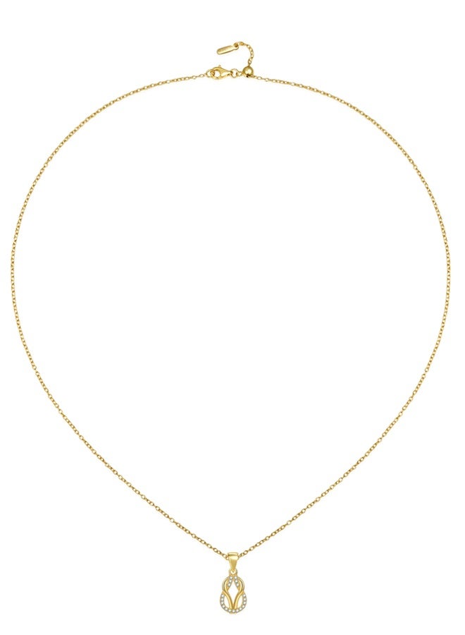 Moonmory Original Design Simple 18K Gold Plated 925 Sterling Silver Double Knot Pendant Necklace For Women With White Cubic Zirconia 50cm Adjustable Chain Fashion Jewelry Best Gift for Ramadan Mother’s Day Valentine - Image 3