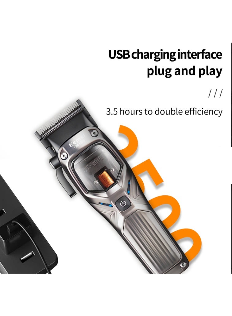 KM-1726 professional shaver 10,000RPM magnetic motor, DLC blades, 6 graduated combs - Image 4