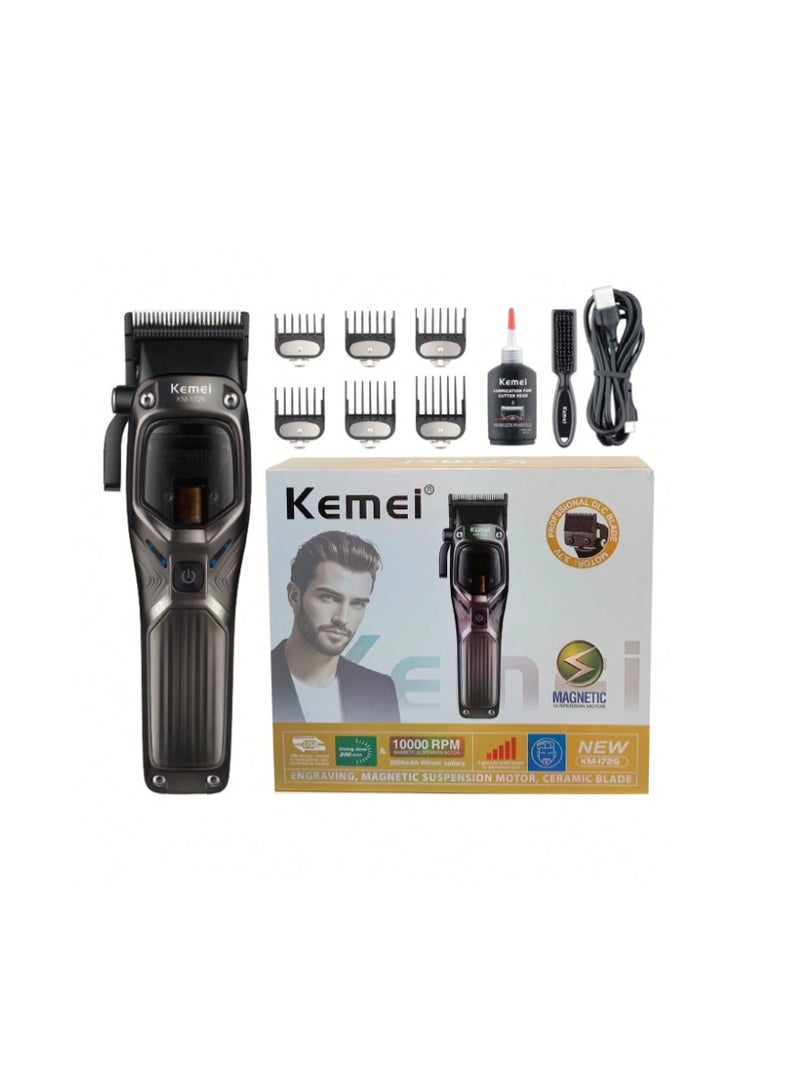 KM-1726 professional shaver 10,000RPM magnetic motor, DLC blades, 6 graduated combs - Image 2