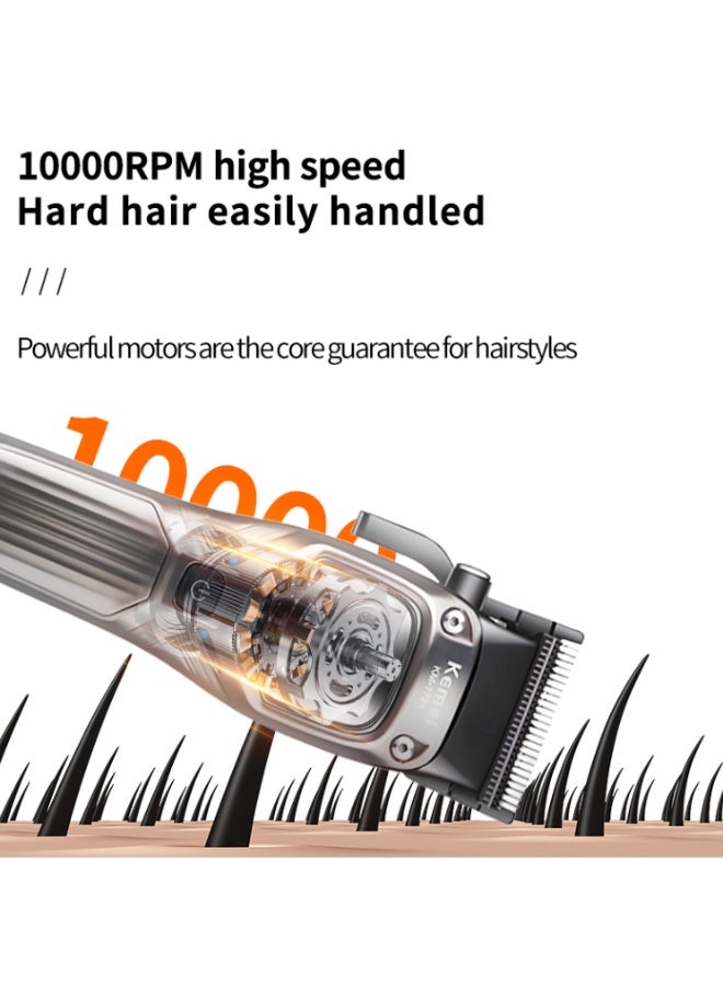 KM-1726 professional shaver 10,000RPM magnetic motor, DLC blades, 6 graduated combs - Image 5