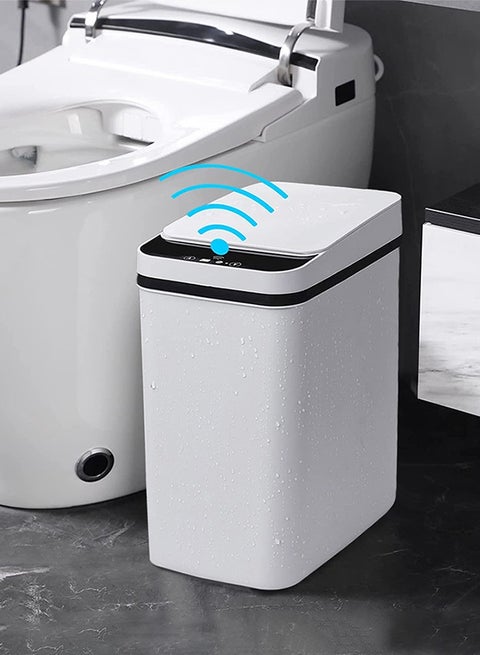 حمام ذكي عدم الاتصال بن القمامة - 3 غالون التلقائي مع غطاء استشعار الحركة الكهربائية للماء ضيق بن القمامة ، تنطبق على المطبخ ، المكتب ، غرفة المعيشة ، حمام ، غرفة نوم ، أبيض