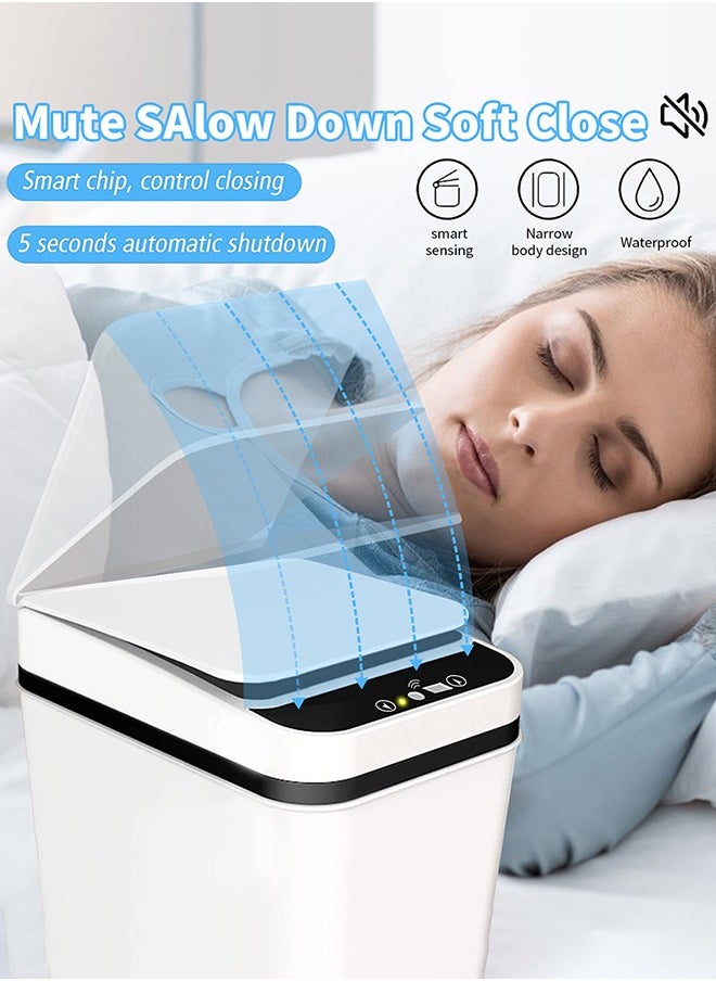 Bathroom Smart Touchless Trash Can - 3 Gallon Automatic Motion Sensor Rubbish Can with Lid Electric Waterproof Narrow Small Garbage Bin for Kitchen, Office, Living Room, Toilet, Bedroom,White - pzsku/ZB72D92EB99E72D2E10CDZ/45/_/1734588050/53994cec-8e02-4362-a057-a5d01b608b5d