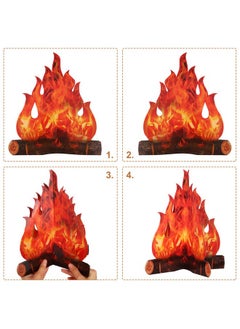BOAO Boao 2 Set Fake Fire Fake Flame Camping Decoration 3D Cardboard Campfire Centerpiece Artificial Flames Campfire Party Decoration for Camp Bachelorette Christmas Party(12 x 10 Inch,Red Orange)  - Image 3