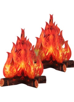 BOAO Boao 2 Set Fake Fire Fake Flame Camping Decoration 3D Cardboard Campfire Centerpiece Artificial Flames Campfire Party Decoration for Camp Bachelorette Christmas Party(12 x 10 Inch,Red Orange)  - Image 1