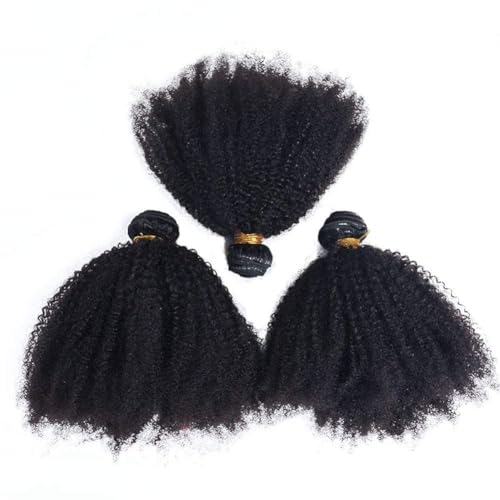 feibin Mongolian Afro Kinky Curly Human Hair Bundles 14 14 14 Inch 4B 4C Curly Hair Weave Virgin Hair Coily Afro Kinkys Bulk Curly Bundle Human Hair Natural Black Color - Image 3