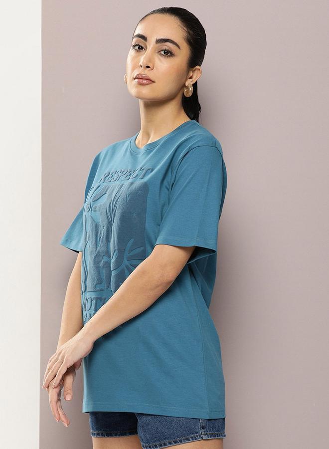 ديلينجر تيشيرت قطن فضفاض مطبع بطبعة بارزة - Image 3