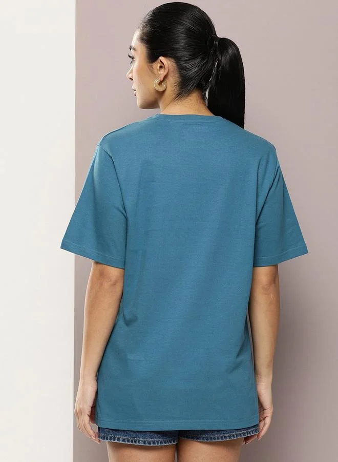 Dillinger Oversized Embossed Print Combed Cotton T-Shirt by Styli