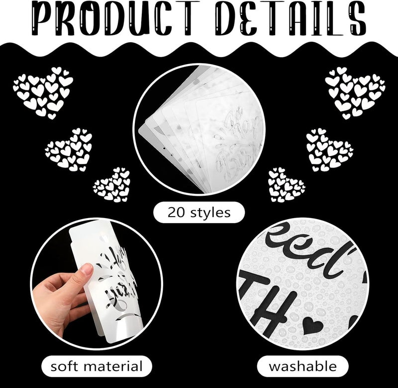 Romooa 20 Pieces Bread Stencils Artisan Bread Stencil Baking Stencil Set Cook Stencil Baking Template Tool, Cake, Pie, or Cookie Stencils Template Mold for Decorating, 20 Styles - Image 3