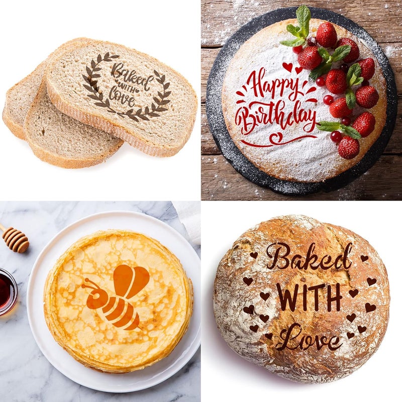 Romooa 20 Pieces Bread Stencils Artisan Bread Stencil Baking Stencil Set Cook Stencil Baking Template Tool, Cake, Pie, or Cookie Stencils Template Mold for Decorating, 20 Styles - Image 4