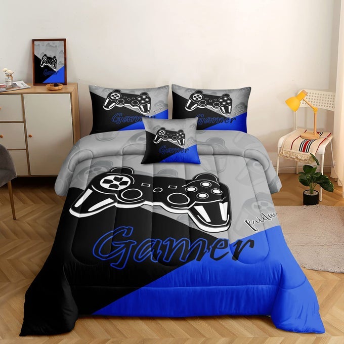 5 PIECES BED IN A BAG GAMER BEDDING SET FOR BOYS KIDS GAMING COMFORTERS SETGAMER BED IN A BAG COMPLETE WITH COMFORTER SET SHEETS FLAT SHEET PILLOWCASEDJT5002TWIN SIZE