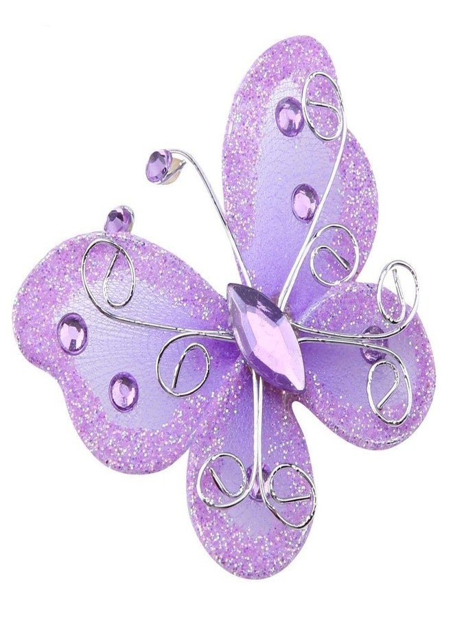 Hongzer Mesh Butterfly, 24pcs Sheer Mesh Wire Glitter Butterfly Wedding Party Clothing Decoration DIY Supplies(Purple) - Image 1