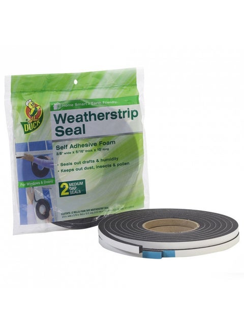Duck Brand Foam Weatherstrip Seal - Black, 2 pk, 3/8 in. x 5/16 in. x 10 ft.
