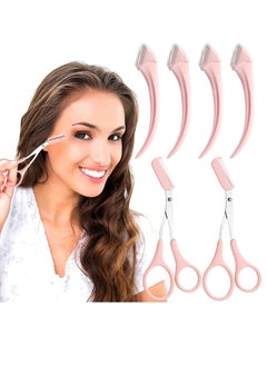 Excefore 6PCS Eyebrow Trimmer Set, Stainless Steel Curved Eyebrow Razor Eyebrow Scissors With Comb, Beauty Tool for Beginners Suitable for Any Skin Type Hair Removal Accessories for Men Women  - Image 1