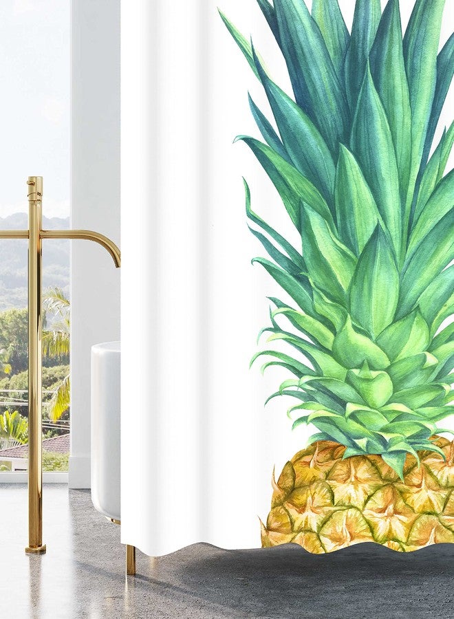 Becan Pineapple Shower Curtain Watercolor Pineapple Tropical Fruit Green Yellow Polyester Fabric Bathroom Shower Curtain 72X72 Inches - Image 3