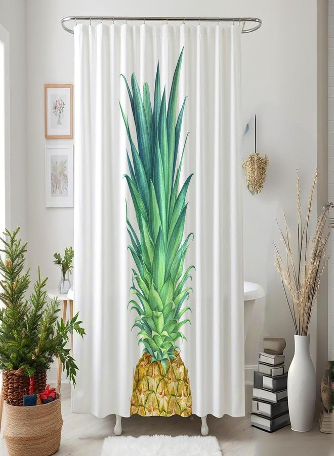 Becan Pineapple Shower Curtain Watercolor Pineapple Tropical Fruit Green Yellow Polyester Fabric Bathroom Shower Curtain 72X72 Inches - Image 5