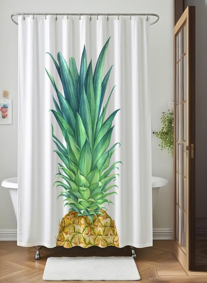 Becan Pineapple Shower Curtain Watercolor Pineapple Tropical Fruit Green Yellow Polyester Fabric Bathroom Shower Curtain 72X72 Inches - Image 2