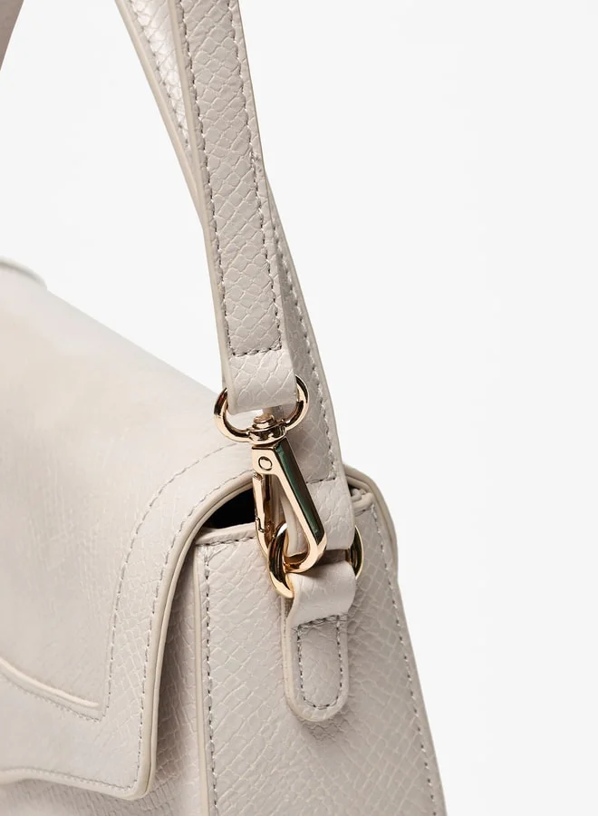 فلورا بيلا من شو إكسبرس Textured Satchel Bag with Adjustable Strap and Button Closure