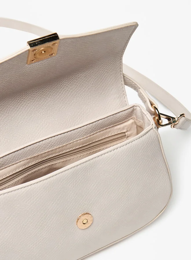 فلورا بيلا من شو إكسبرس Textured Satchel Bag with Adjustable Strap and Button Closure