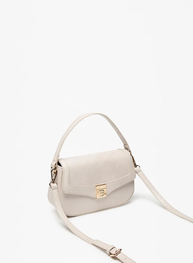 فلورا بيلا من شو إكسبرس Textured Satchel Bag with Adjustable Strap and Button Closure