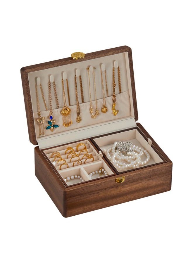 KAOTGOT Wooden Jewelry Box For Women Jewelry Organizer Box With Lock 2 Layer Jewelry Holder Organizer For Necklace Ring Earring - Image 1