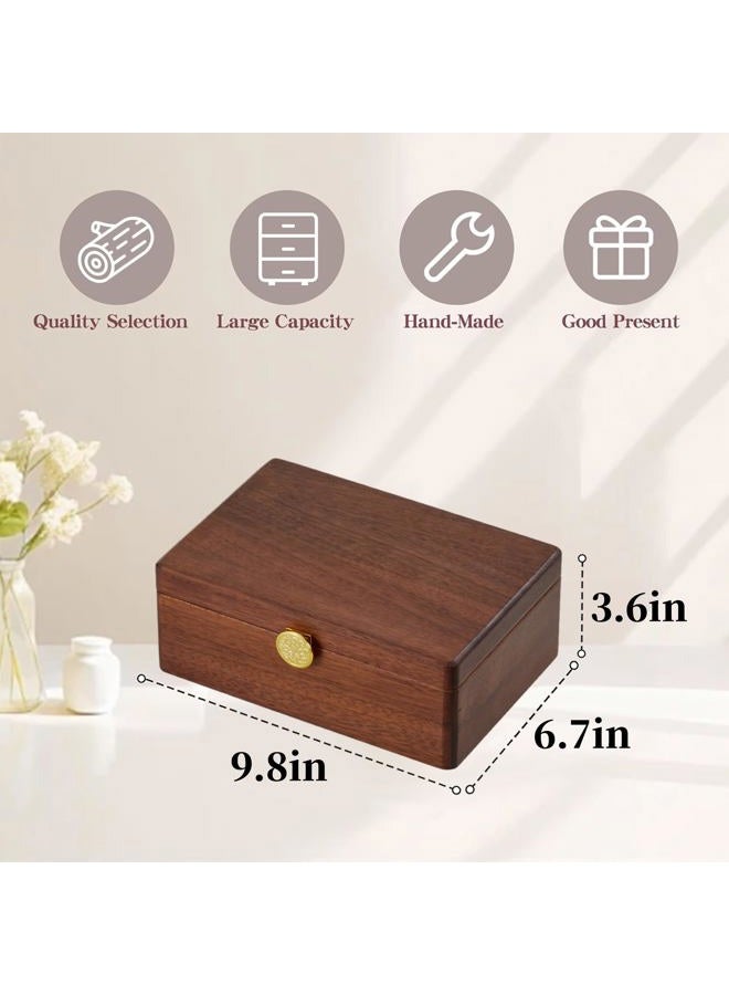 KAOTGOT Wooden Jewelry Box For Women Jewelry Organizer Box With Lock 2 Layer Jewelry Holder Organizer For Necklace Ring Earring - Image 2