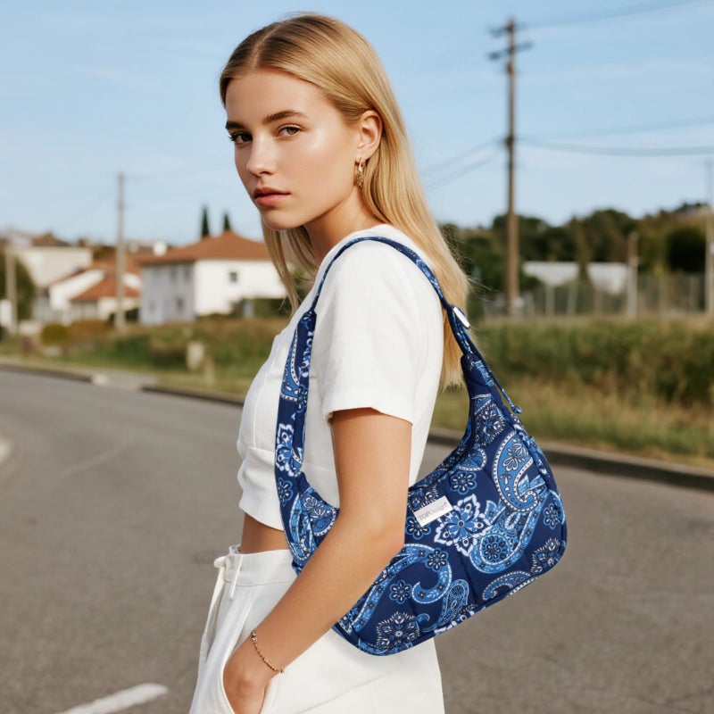 TOPDesign Quilted Puffer Shoulder Bag for Women, Trendy Lightweight Hobo Crescent Bag with Adjustable Strap (Bandanna) - Image 2