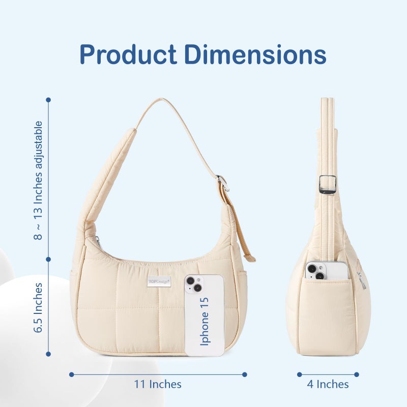 TOPDesign Quilted Puffer Shoulder Bag for Women, Trendy Lightweight Hobo Crescent Bag with Adjustable Strap (Bandanna) - Image 5