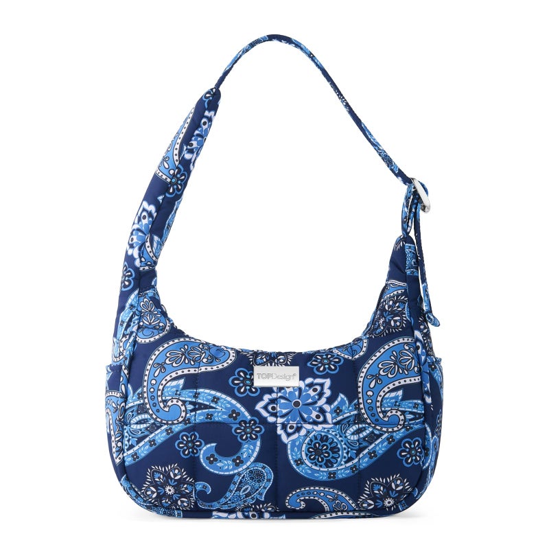 TOPDesign Quilted Puffer Shoulder Bag for Women, Trendy Lightweight Hobo Crescent Bag with Adjustable Strap (Bandanna) - Image 1