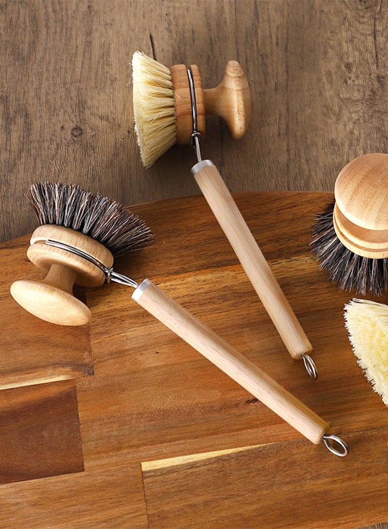 Replaceable dish brush Long wooden handle Household Cleaning Brush Useful things for kitchen Cleaning Tool - Image 1