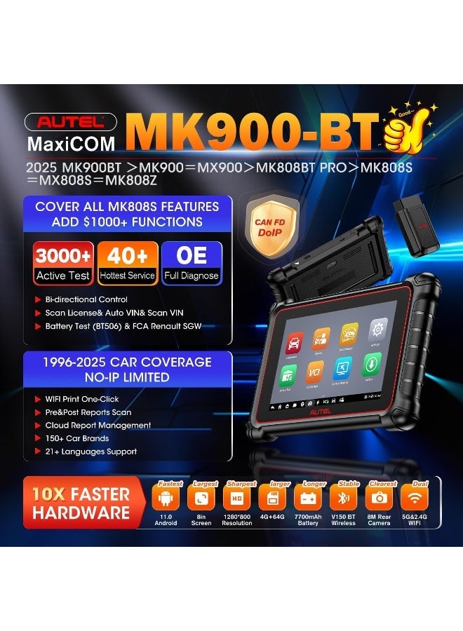 Autel Scanner MaxiCOM MK900BT, 2025 MK900-BT V2.0 Bidirectional Diagnostic Tool - Image 2