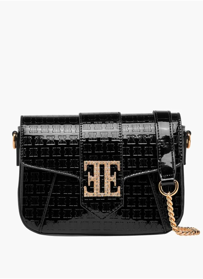 ELLE Women Monogram Embossed Crossbody Bag with Detachable Chain Strap Ramadan Collection