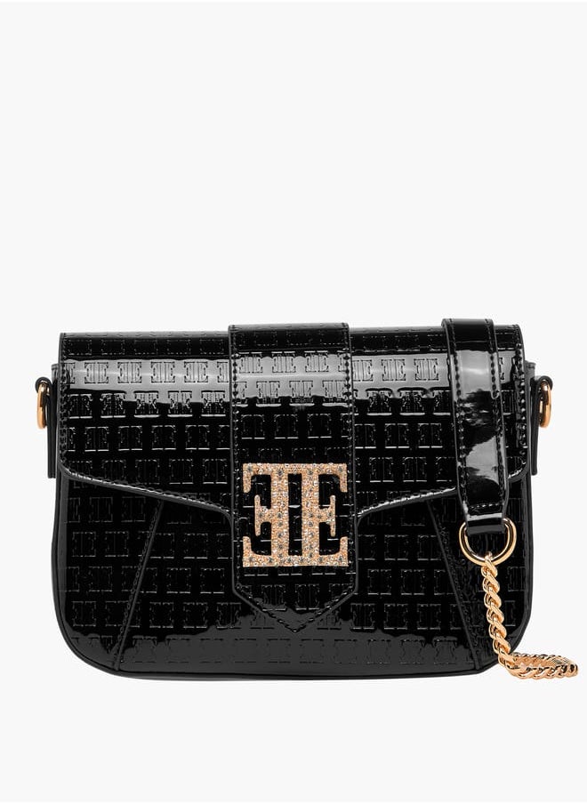 ELLE Women Monogram Embossed Crossbody Bag with Detachable Chain Strap Ramadan Collection  - Image 1