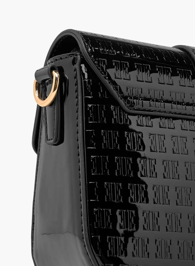 ELLE Women Monogram Embossed Crossbody Bag with Detachable Chain Strap
