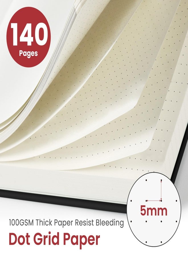 Taja Dotted Spiral Journal Notebook for Women & Men, 140 Pages, Bullet Dotted Notebook for Journaling & Note Taking, Journals for Writing, A5(6"x8") - Black - Image 2
