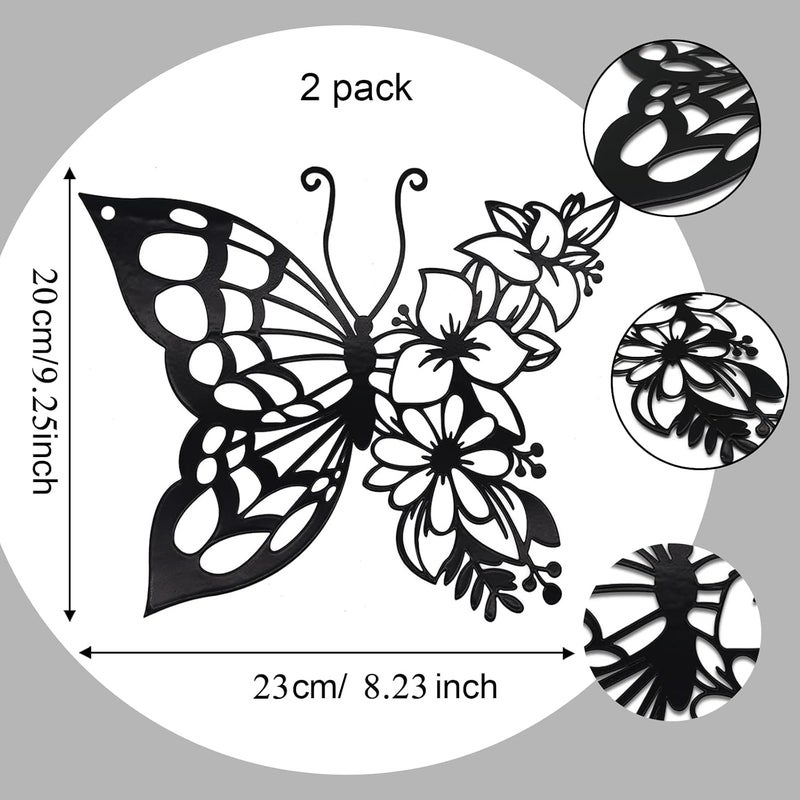 BPA Butterfly Decoration Wall Art, 2pcs Boho Metal Hanging Butterfly Flower Appearance Wall Home Decor for Bedroom Living Room Home Wall, About 92 x 8 inch - Image 4