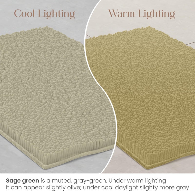ITSOFT Plush Bathroom Rug 47x21, Absorbent Machine Washable Non Slip Chenille Bath Mats, Quick Dry Bathmat, Bath Rugs for Bath, Shower, Bedroom, or Door Mat, Sage Green - Image 4