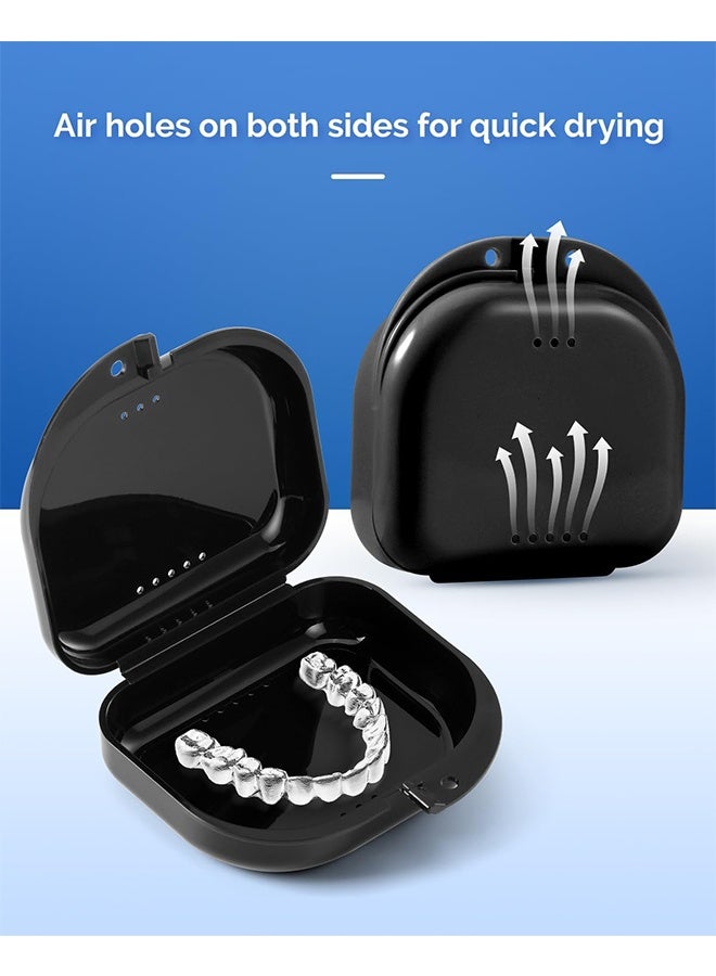2 pcs Orthodontic Retainer Case Retainer Case Denture Case with Ventilation Holes for Mouth Guard and Floss (Black) - Image 2