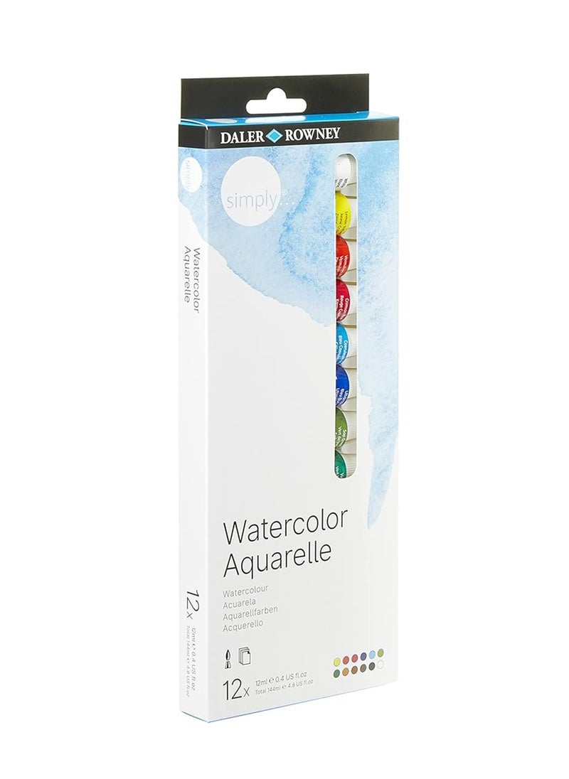 Daler Rowney 12-Piece Simply Water Colour Tube Set 12ml Content  - Image 2