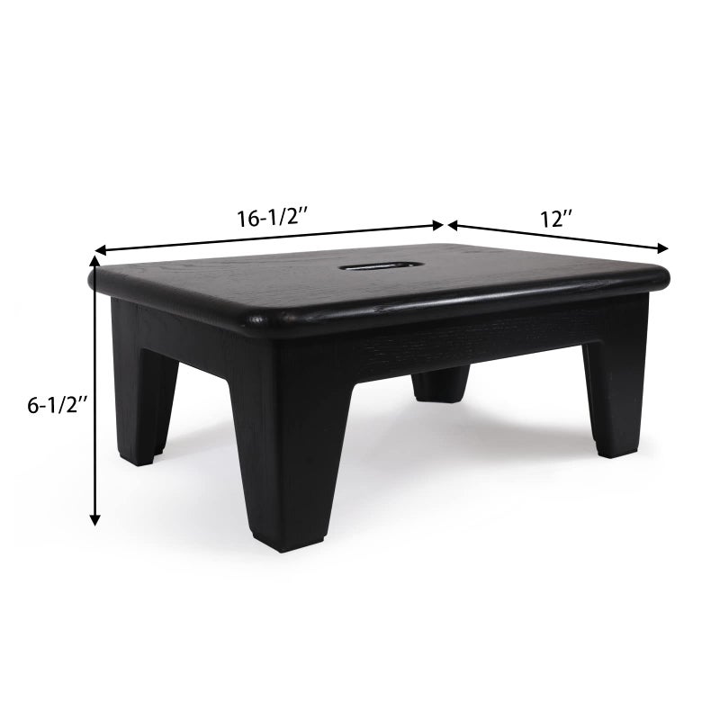 CONSDAN Step Stool for Bed - USA Grown Oak, Wooden Stool for Adults and Seniors, 6.5" High, Non-Slip Mat, No Assembly Needed, Solid Wood, Black Color - Image 2