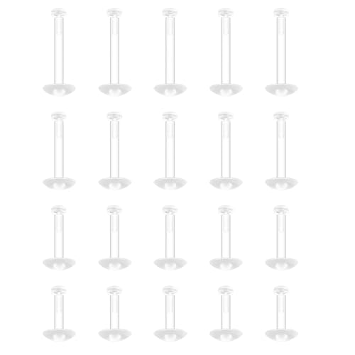 SMLBJUTE Clear Piercing Retainers Earrings Plastic Earrings for Sports Cartilage Earrings Stud Earring Retainer Bar Plastic Piercing Jewelry for Work (6mm/8mm/10mm/12mm Flat Head Total 20 Pcs) - Image 1
