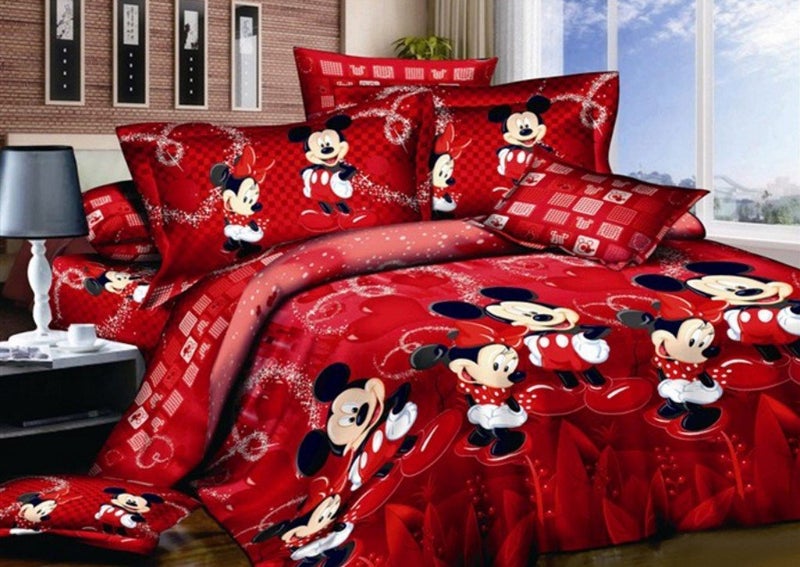 Haru Homie Haru Homie 100 Cotton Kids Reversible Printing Mickey Mouse Couples Duvet Cover 3PCS Bedding Set with Zipper Closure KingNo Comforter 