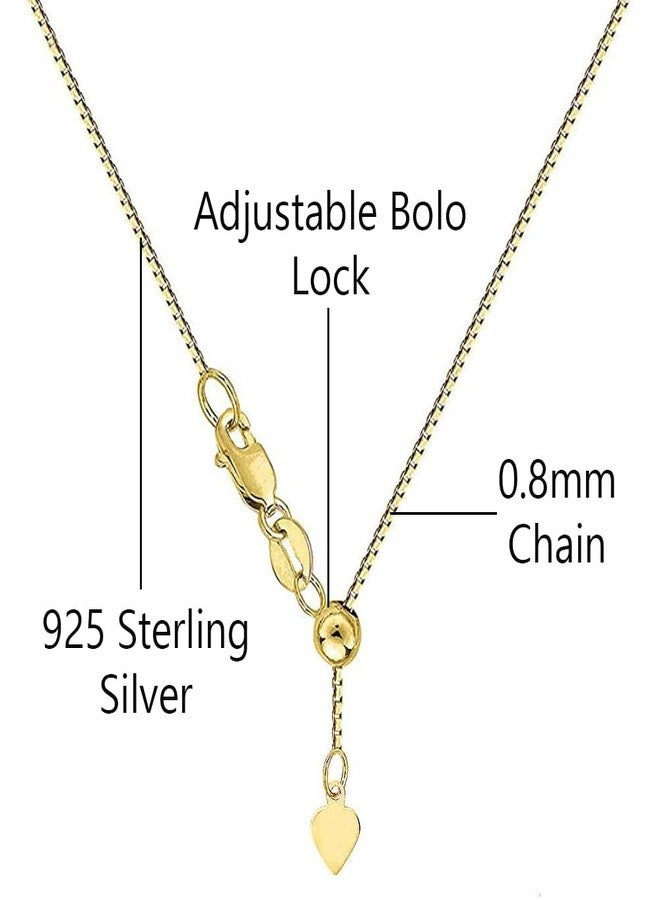 Savlano 925 Sterling Silver Solid 0.8mm Box Adjustable Bolo 14-24 Inch Chain Necklace For Women & Girls - Made in Italy Comes With Savlano Gift Box, Sterling Silver, n - Image 3