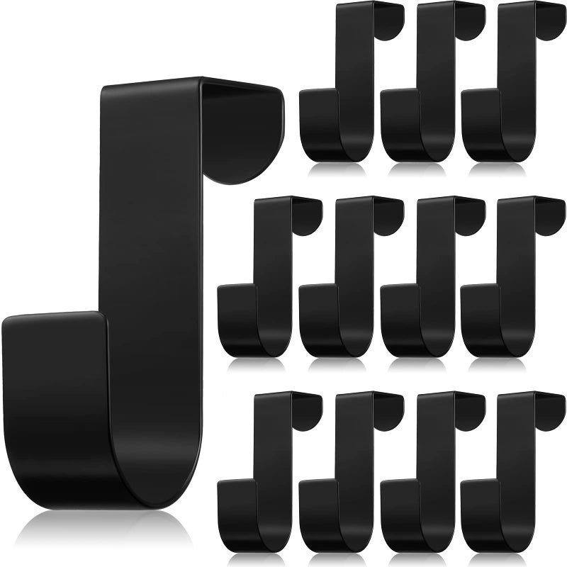 Hotop 12 Pcs Over The Cabinet Drawer Door Hooks 1.12 Inch for Hanger in The Cabinet Decoration Hooks Sturdy Metal Z Shaped Hanger Peg for Bathroom Clothes Towel(Black) - Image 1