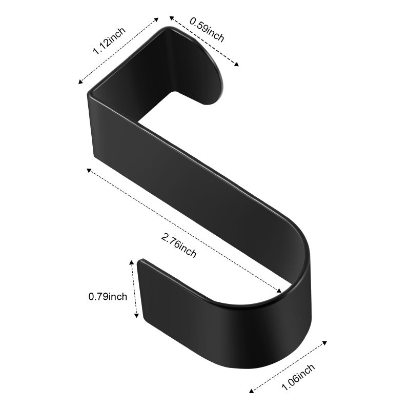 Hotop 12 Pcs Over The Cabinet Drawer Door Hooks 1.12 Inch for Hanger in The Cabinet Decoration Hooks Sturdy Metal Z Shaped Hanger Peg for Bathroom Clothes Towel(Black) - Image 2