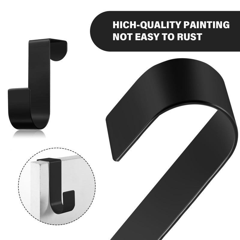 Hotop 12 Pcs Over The Cabinet Drawer Door Hooks 1.12 Inch for Hanger in The Cabinet Decoration Hooks Sturdy Metal Z Shaped Hanger Peg for Bathroom Clothes Towel(Black) - Image 3