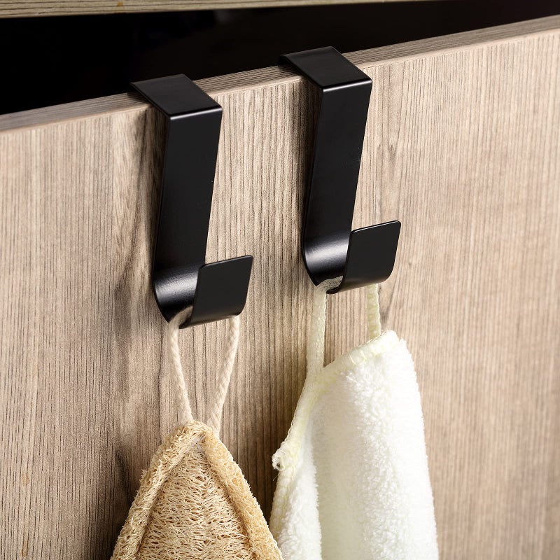 Hotop 12 Pcs Over The Cabinet Drawer Door Hooks 1.12 Inch for Hanger in The Cabinet Decoration Hooks Sturdy Metal Z Shaped Hanger Peg for Bathroom Clothes Towel(Black) - Image 4