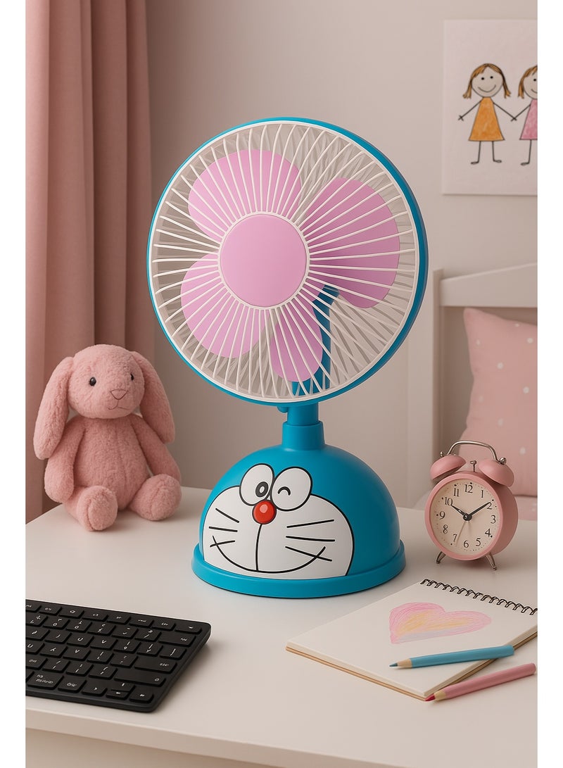 مروحة مكتب صغيرةfan cartoon fashion  – سرعتان تشغيل – تصميم خفيف الوزن قابل للتدوير – محرك عالي الأداء – صديقة للبيئة – موفرة للطاقة – تصميم بشكل مناسب للاطفال - Image 3